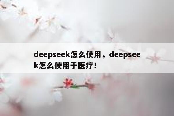 deepseek怎么使用,deepseek怎么使用于医疗! 第1张 deepseek怎么使用,deepseek怎么使用于医疗! 第1张