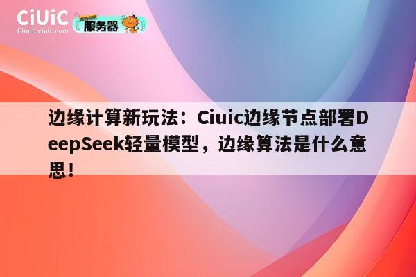 边缘计算新玩法:Ciuic边缘节点部署DeepSeek轻量模型,边缘算法是什么意思! 第1张 边缘计算新玩法:Ciuic边缘节点部署DeepSeek轻量模型,边缘算法是什么意思! 第1张